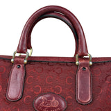 Celine Vintage Burgundy Macadam Print Mini Boston Handbag