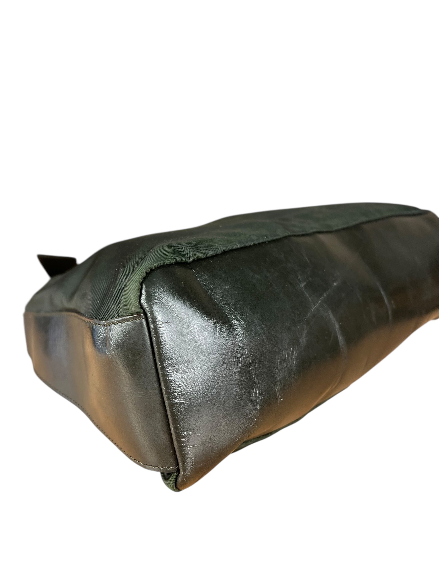 Prada Shoulder Bag Green Canvas Strap