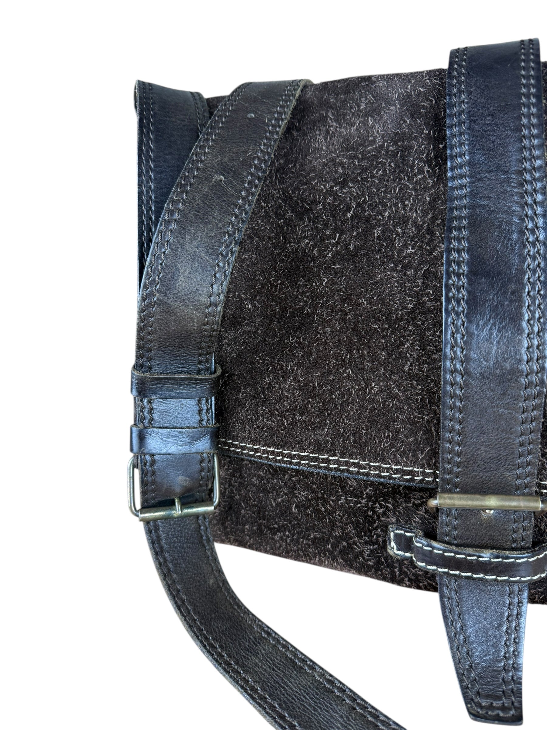 John Varvatos Suede Messenger Bag