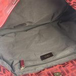 Fendi Red Leather Trim Zucca Chef Tote