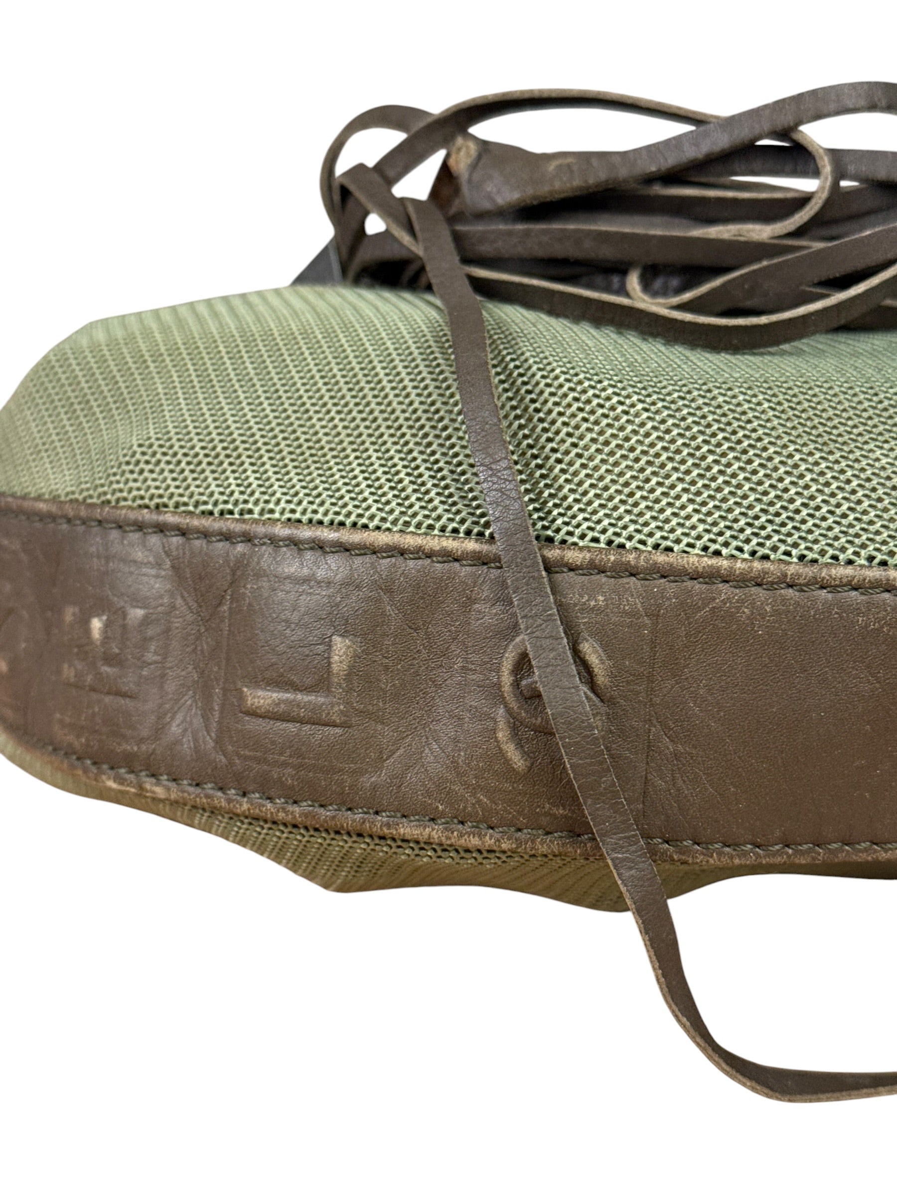 Chanel Olive Green/Brown Leather Trim Interlocking Ring Strap Hobo Bag 2003
