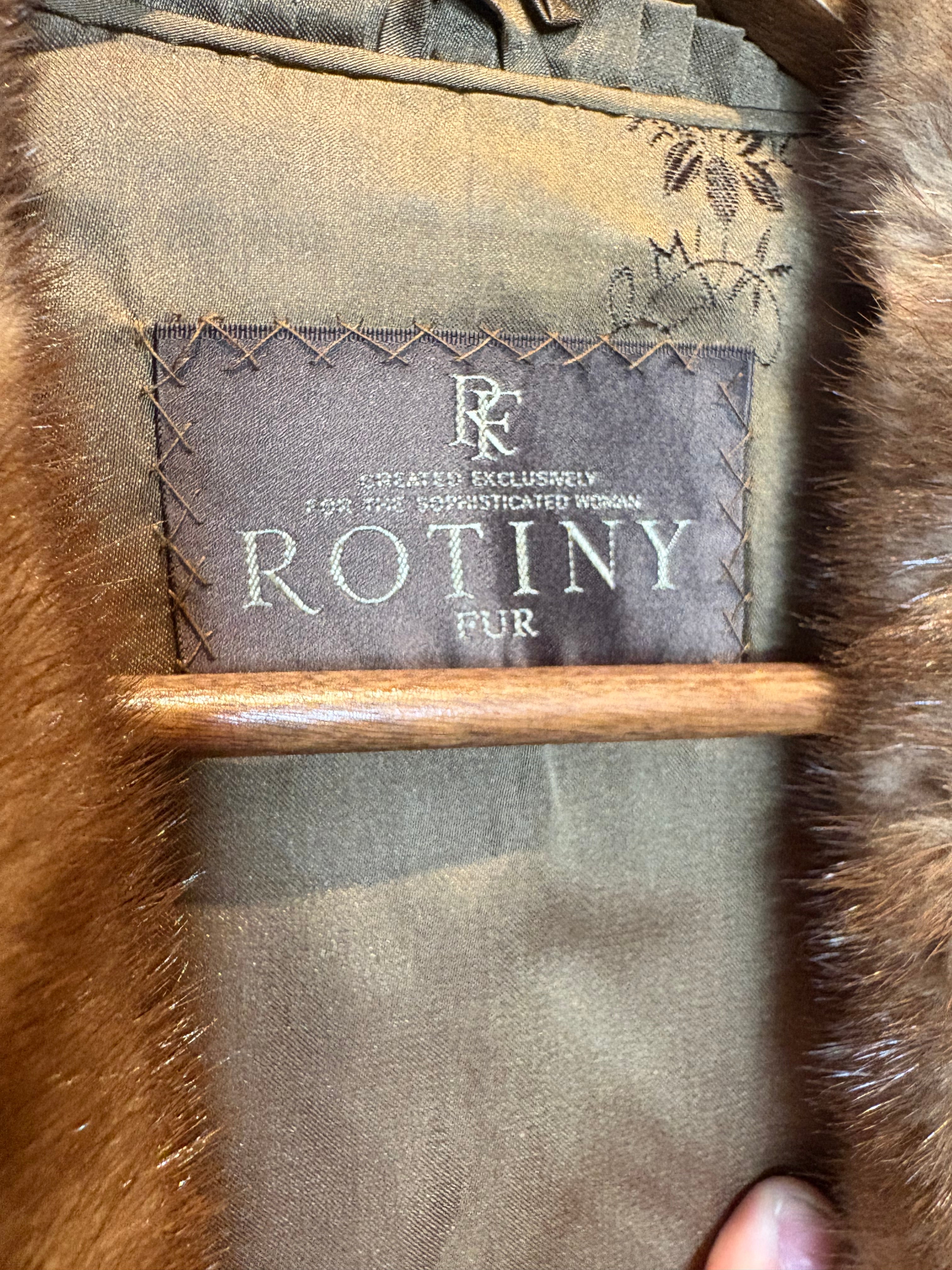 Rotiny Vintage Brown Chevron Mink Fur Coat