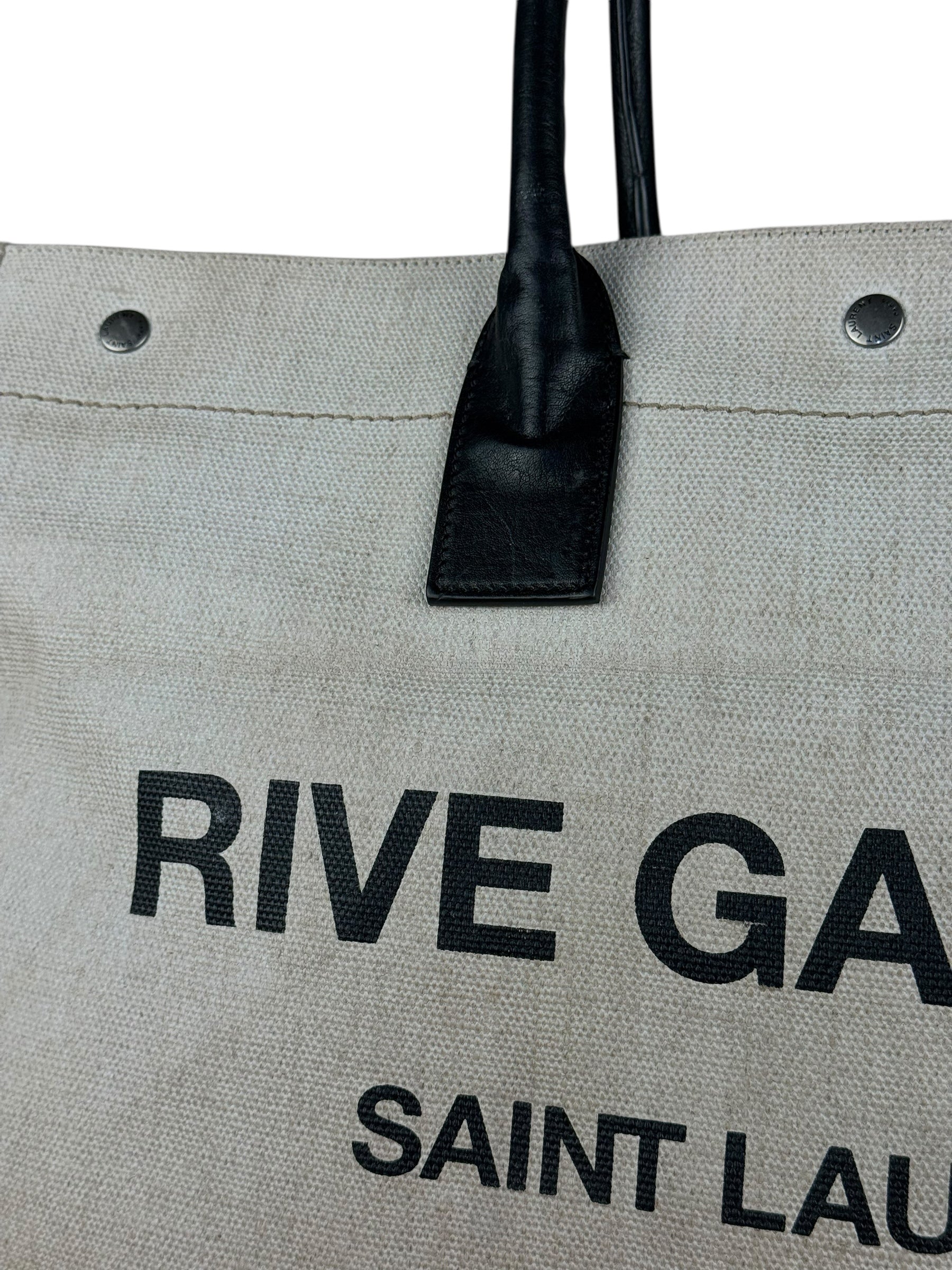 Saint Laurent Beige Canvas Rive Gauche Tote Bag