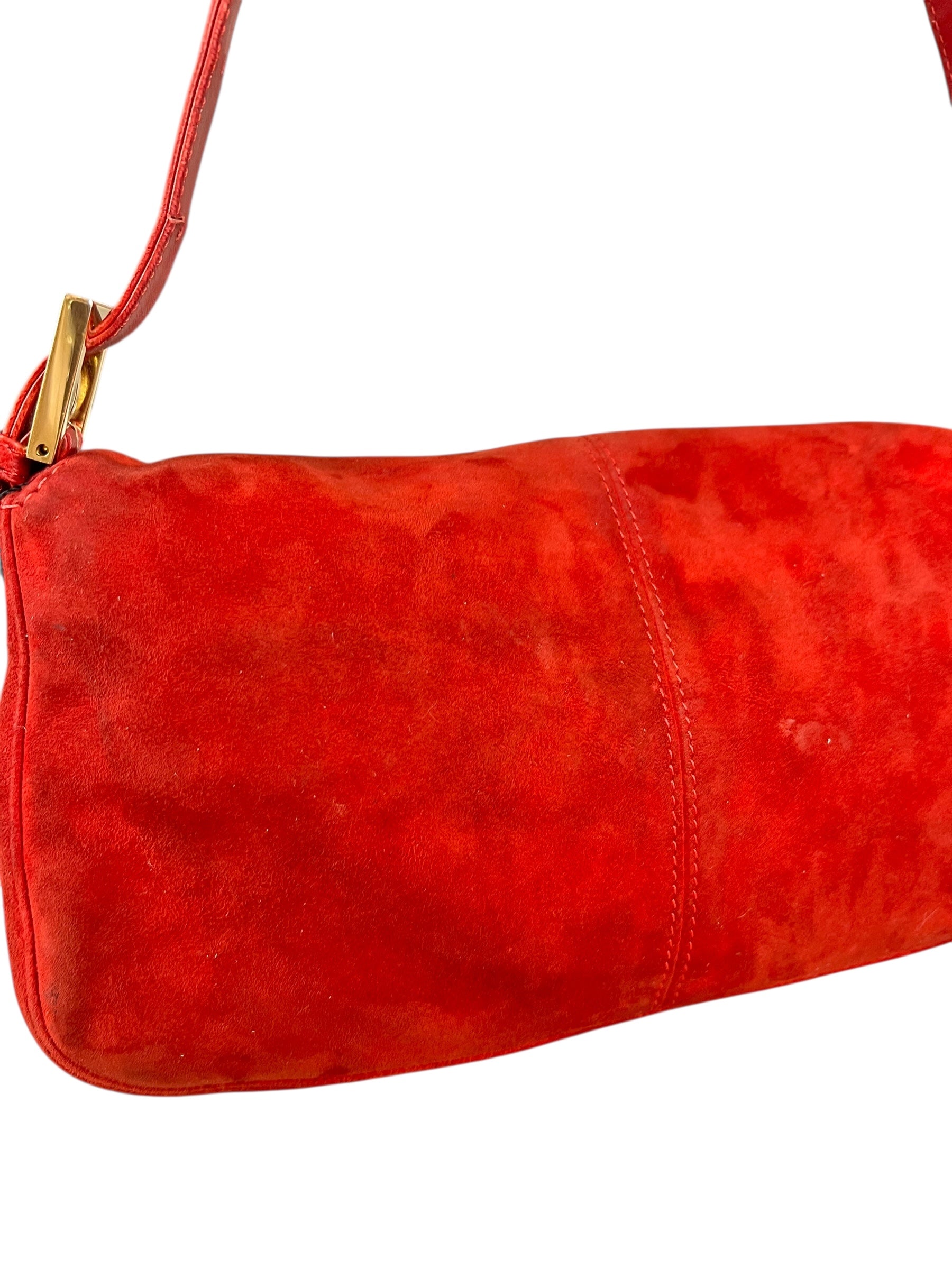 Fendi Baguette Red Suede