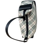 Burberry Black/Beige Saffiano Leather Trim Nova Check Hobo Bag