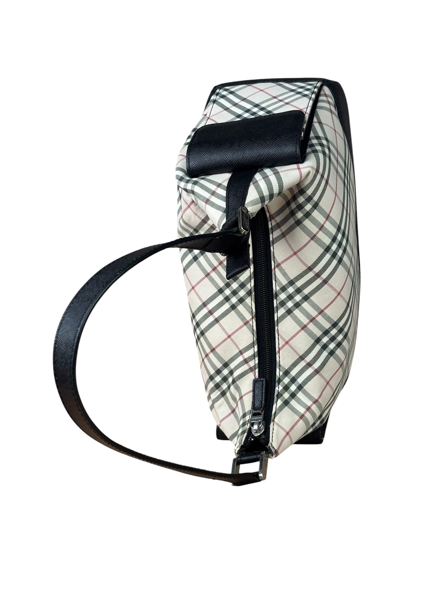 Burberry Black/Beige Saffiano Leather Trim Nova Check Hobo Bag