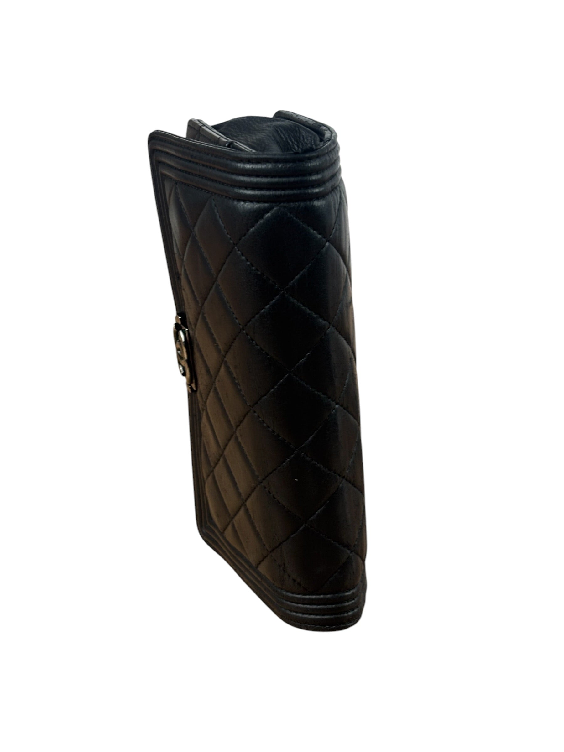 Chanel Black Quilted Lambskin Boy Flap Wallet On Chain 2014