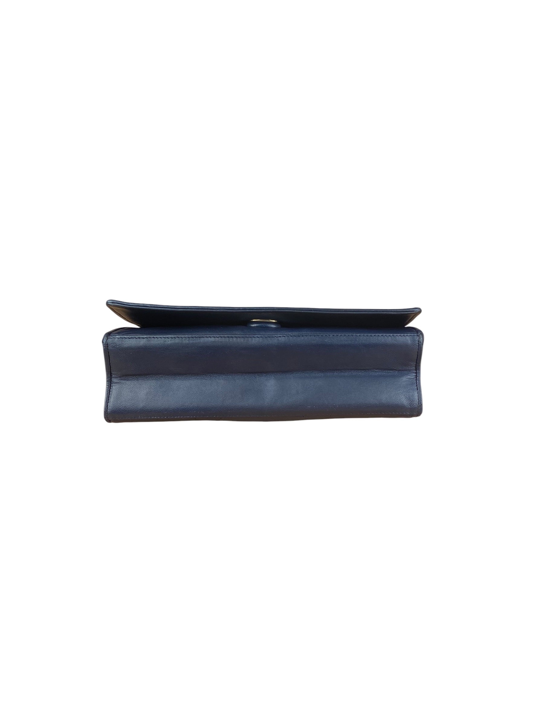 Chanel Navy Leather Diamond Stitch Flap Bag 1988