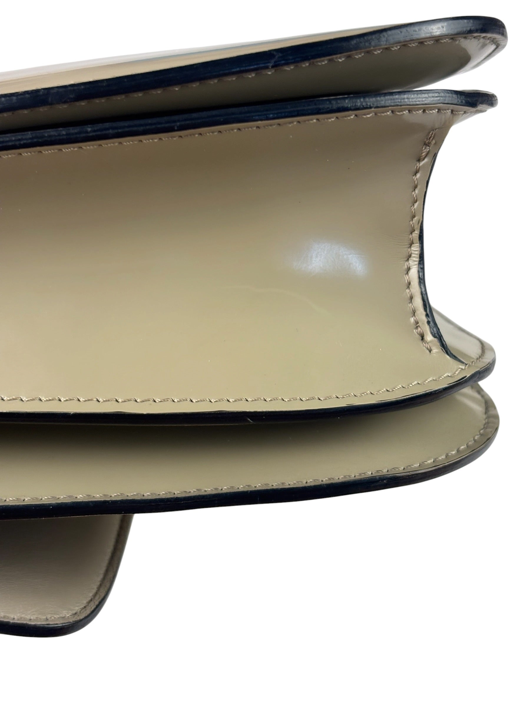 Celine Light Beige Patent Leather Classic Box Shoulder Bag
