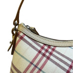 Burberry White/Beige Leather Trim Nova Check Pochette