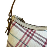 Burberry White/Beige Leather Trim Nova Check Pochette