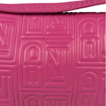 Fendi Pink Leather Logo Embossed Baguette