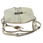 Gucci White Leather Bamboo Jungle Shoulder Bag