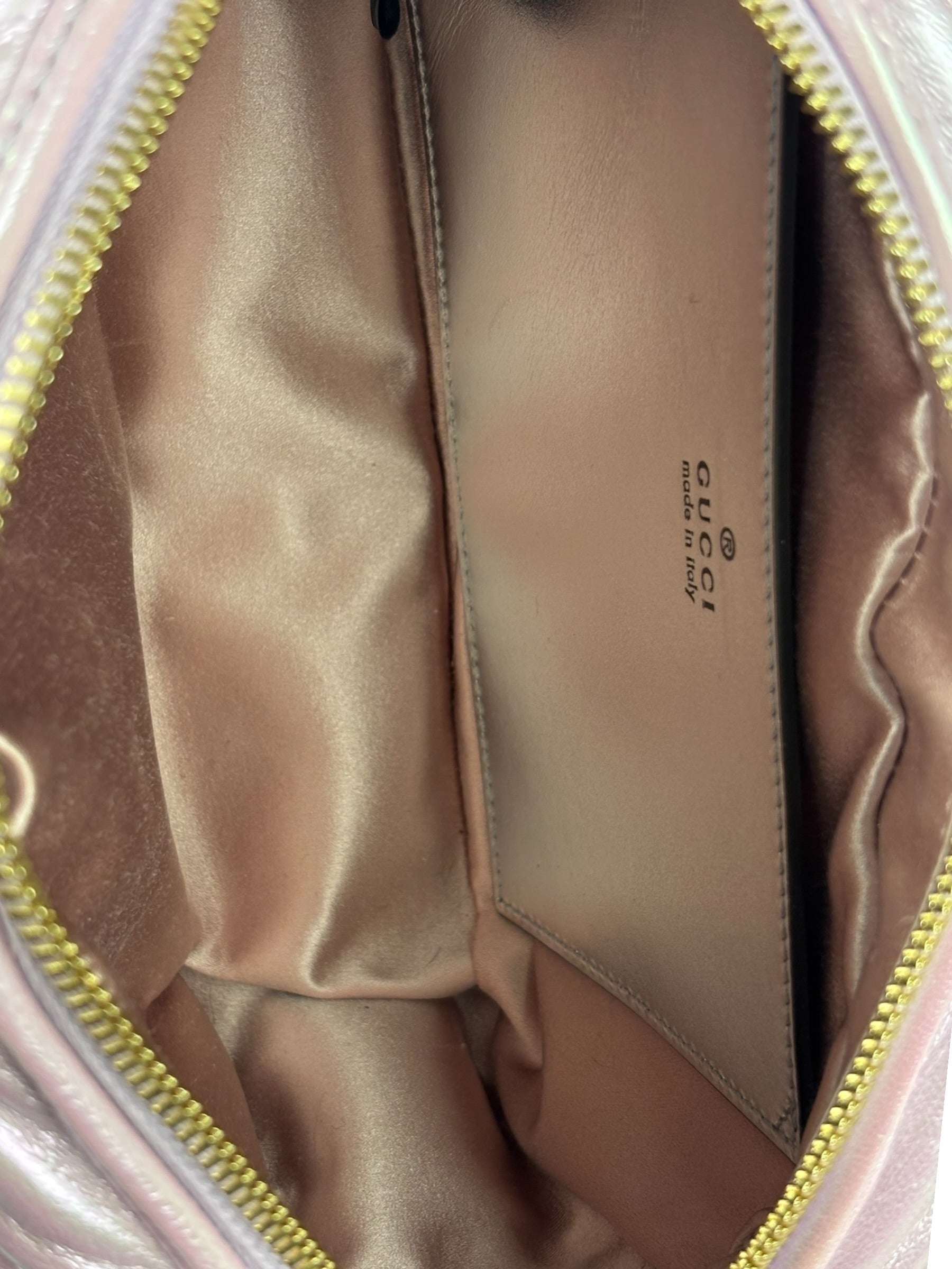 Gucci Iridescent Pink Nappa Chevron Small GG