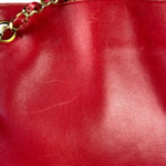 Chanel Red Quilted Lambskin Chain Tote Bag 1990