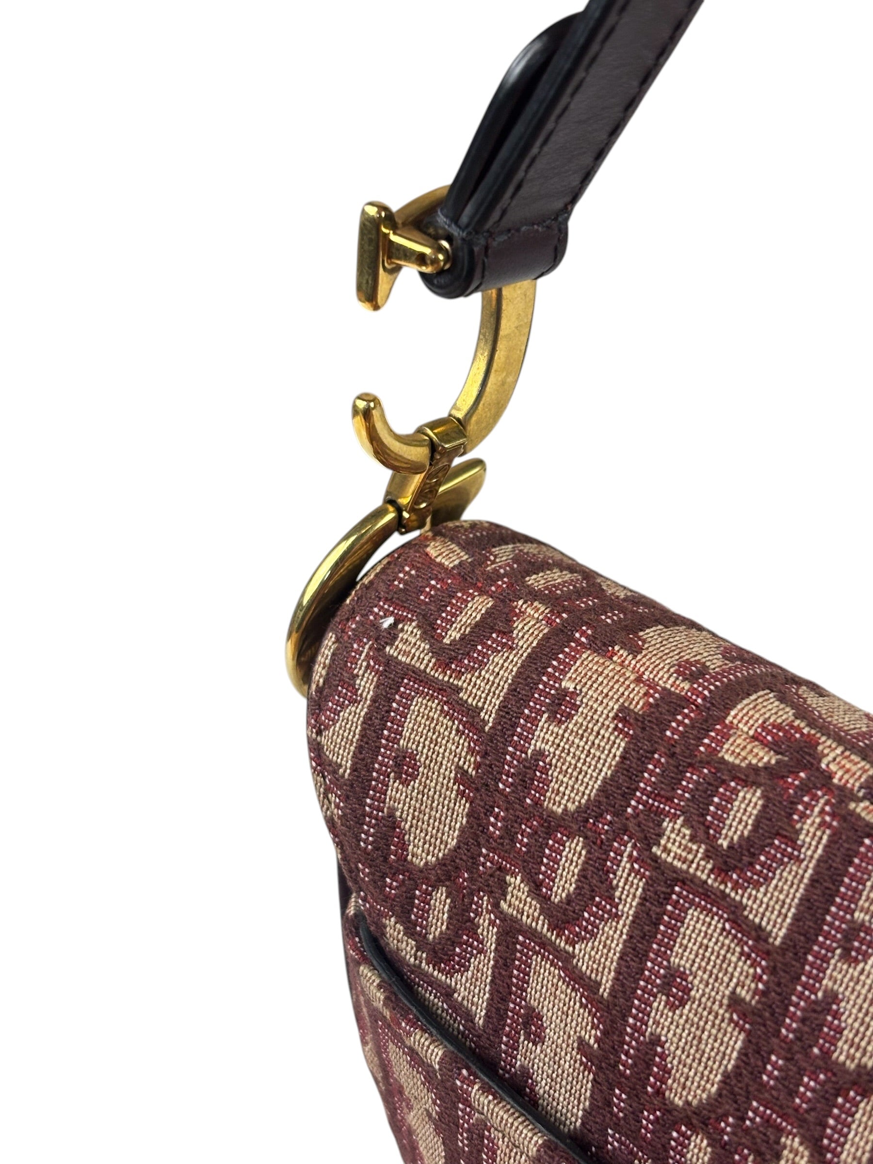 Christian Dior Burgundy Trotter Mini Saddle Bag