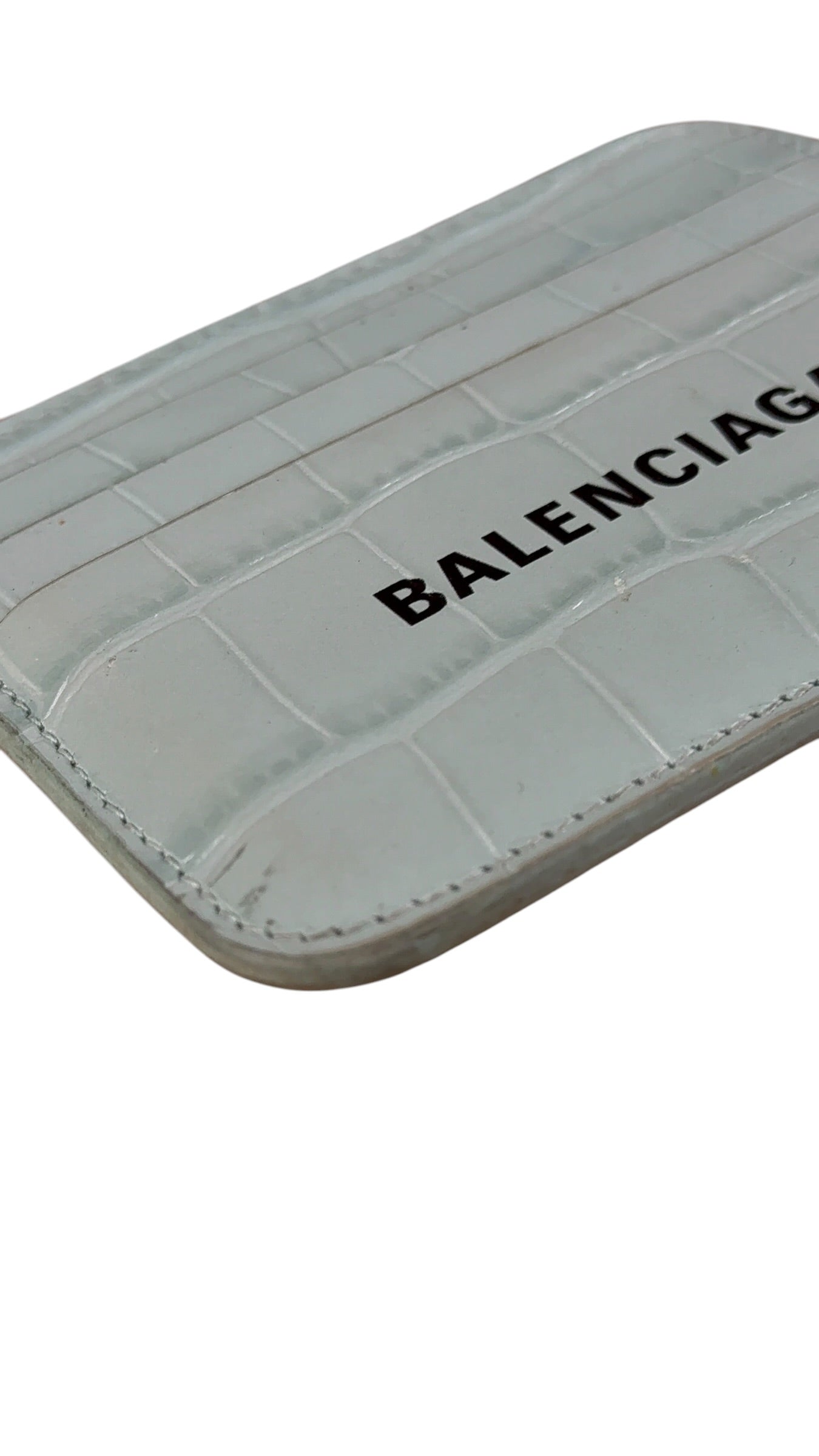 Balenciaga Blue Croc Embossed Cardholder