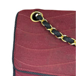 Chanel Vintage Burgundy Cotton Pairs-Seoul Pagoda Flap Bag