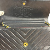 Chanel Vintage Black Chevron Flap Shoulder Bag- Late 1990's