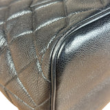 Chanel Vintage CC Black Quilted Caviar Leather Medallion Tote Bag 2002
