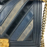 Chanel Tricolor Chevron Leather Old Medium Boy Flap 2016