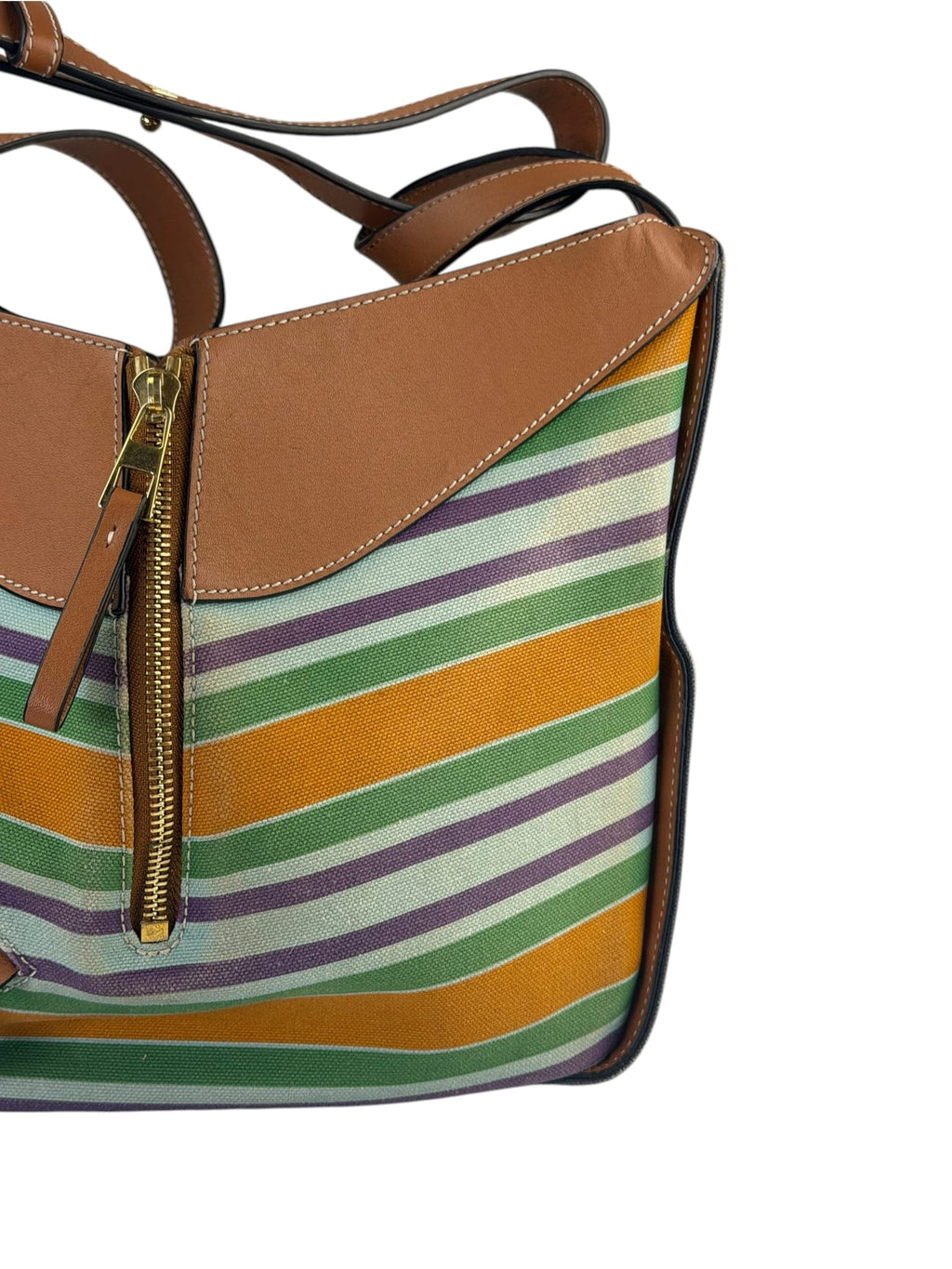 Loewe Colorblock Leather Trim Stripes Small Hammock Crossbody Bag