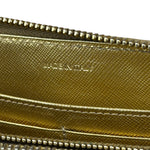 Prada Metallic Gold Saffiano Leather Zip-Around Wallet