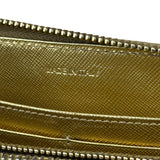 Prada Metallic Gold Saffiano Leather Zip-Around Wallet