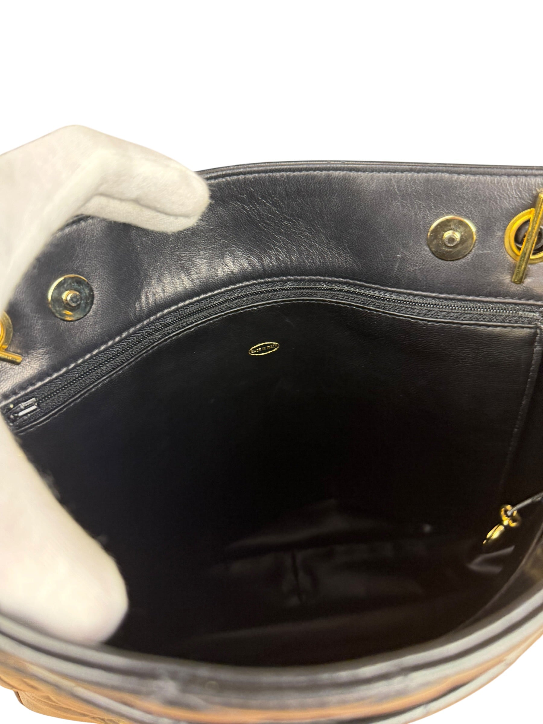 Chanel Black Lambskin Shopper Tote 90s
