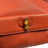 Gucci Orange Pebbled Leather Bamboo Top Handle Hobo Bag