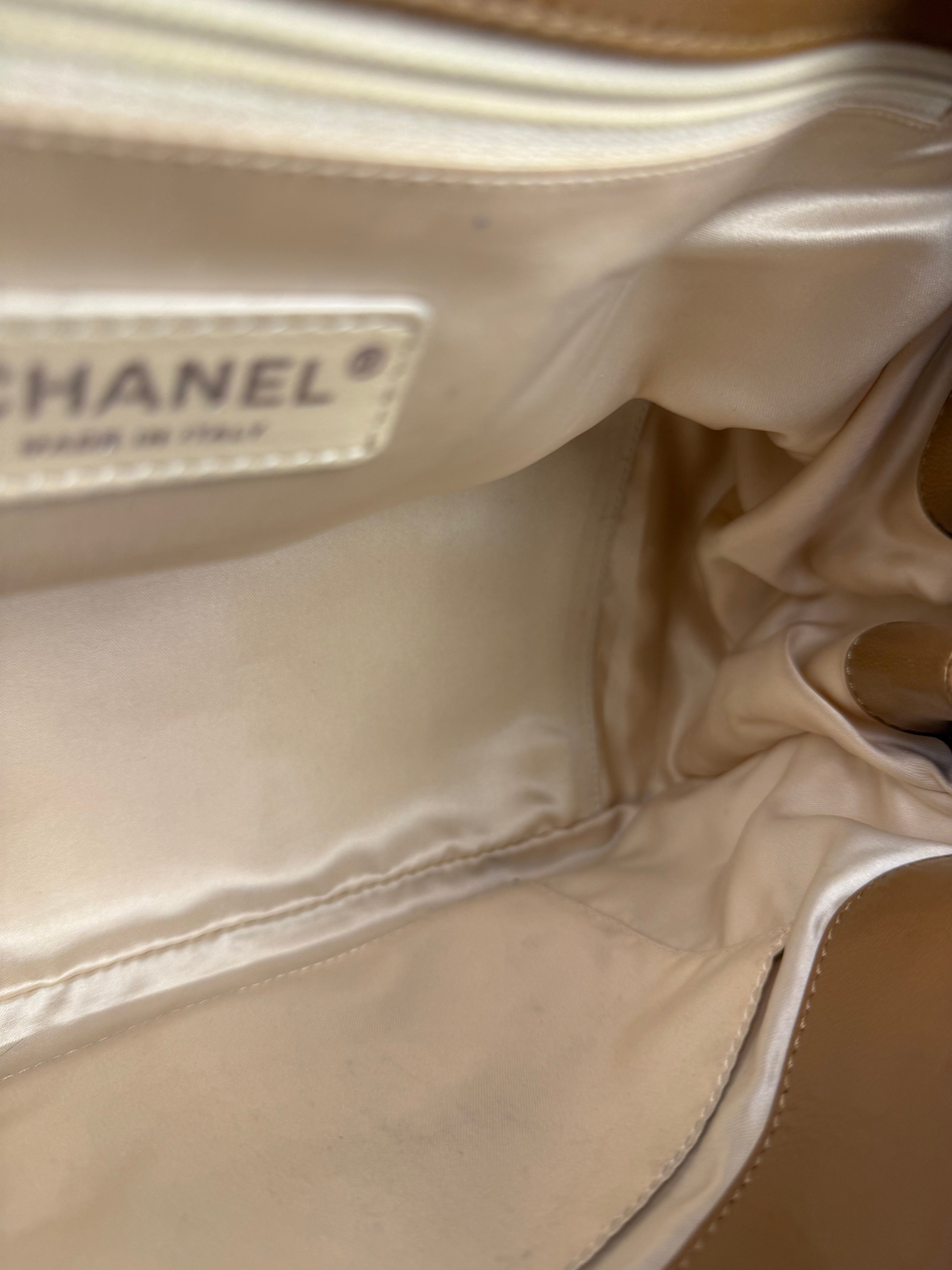 Chanel East/West Accordion Chain Beige Flap Bag 2008