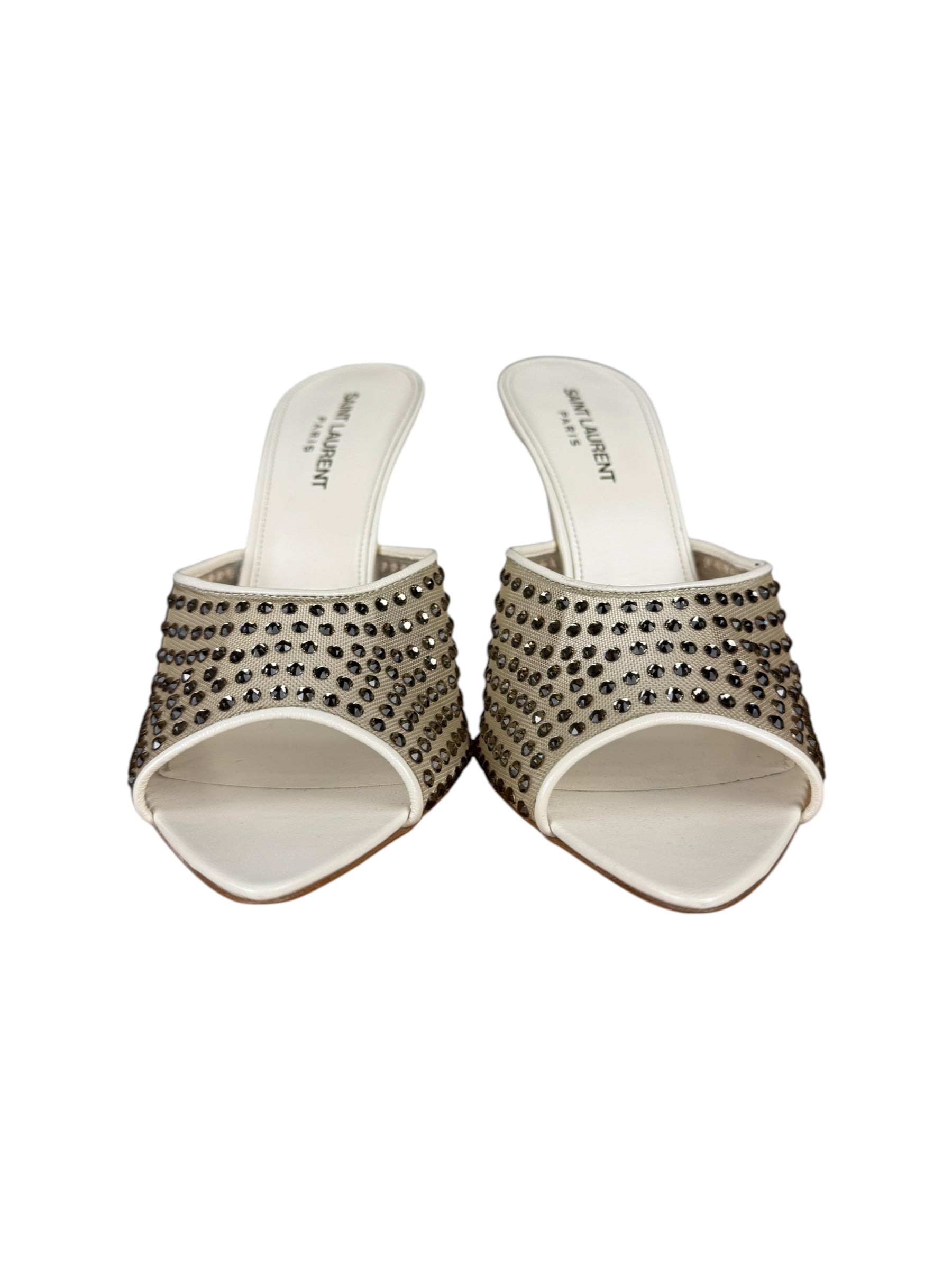YSL Gippy Crystal Mesh Stilettos