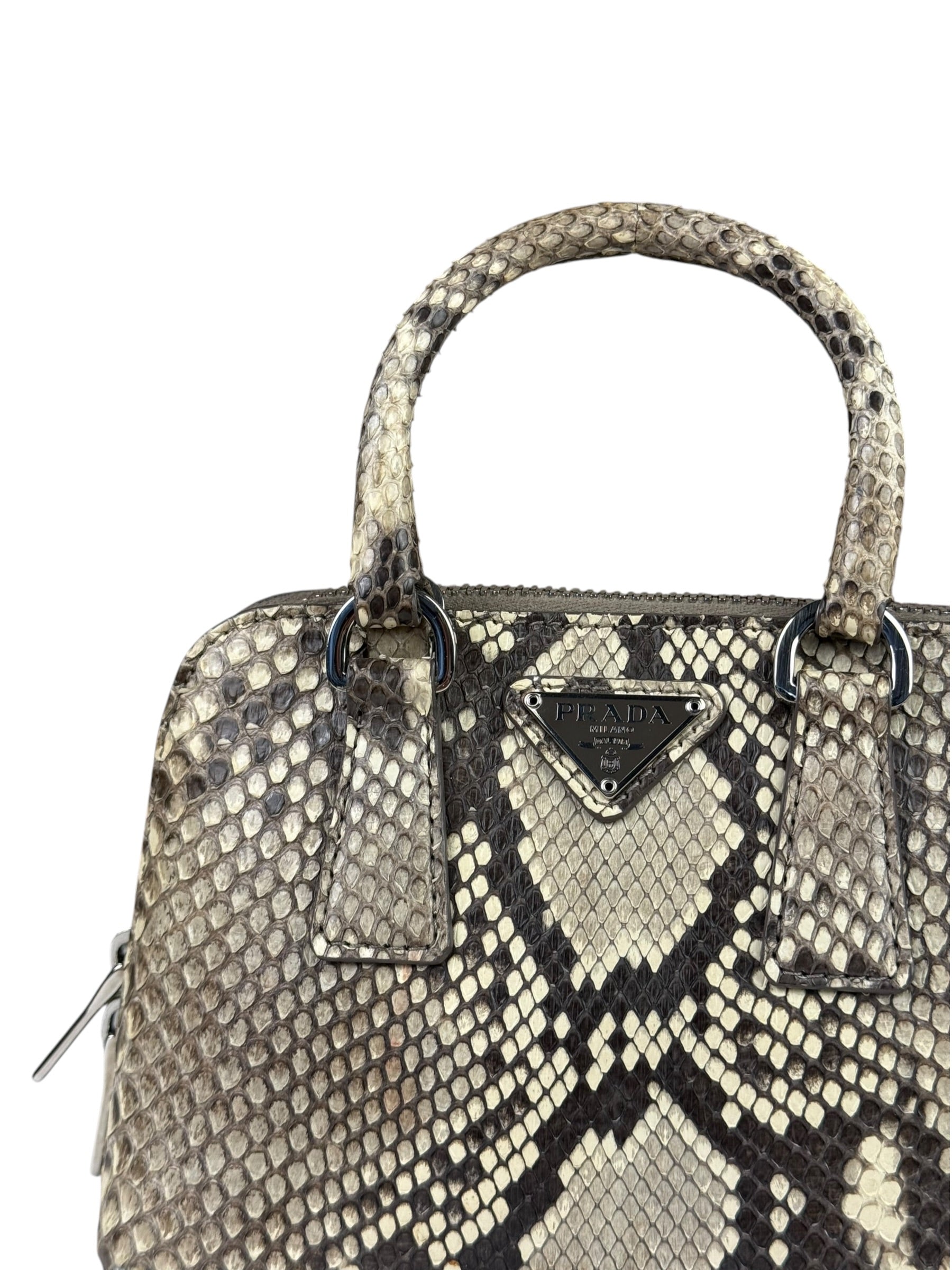 Prada Beige Python Mini Dome Two-Way Bag