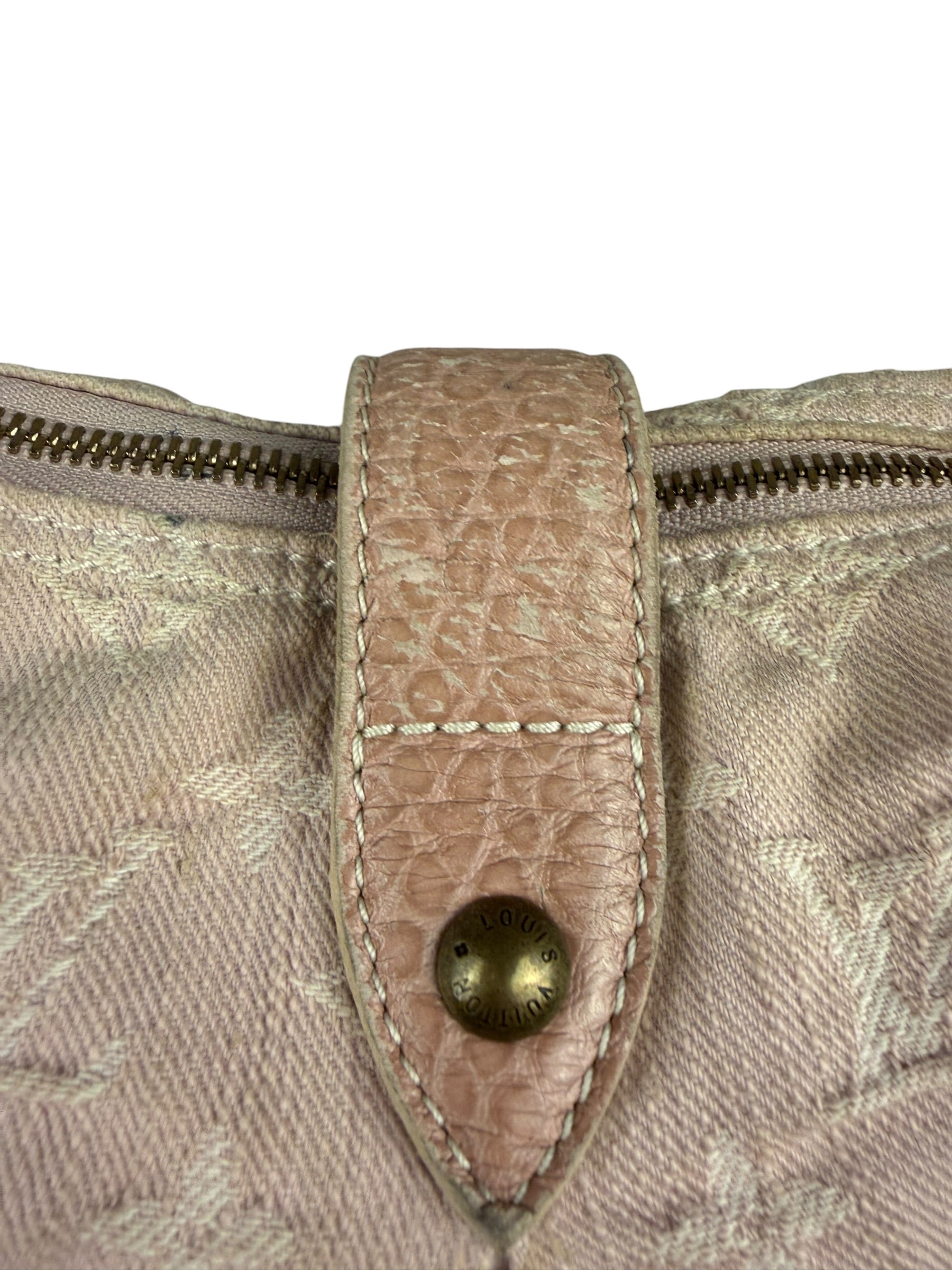 Louis Vuitton Vintage Rose Pink Monogram Denim Slightly Hobo Bag