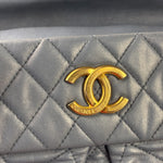 Chanel Blue Quilted Calfskin Iridescent Bowling Bag 2011