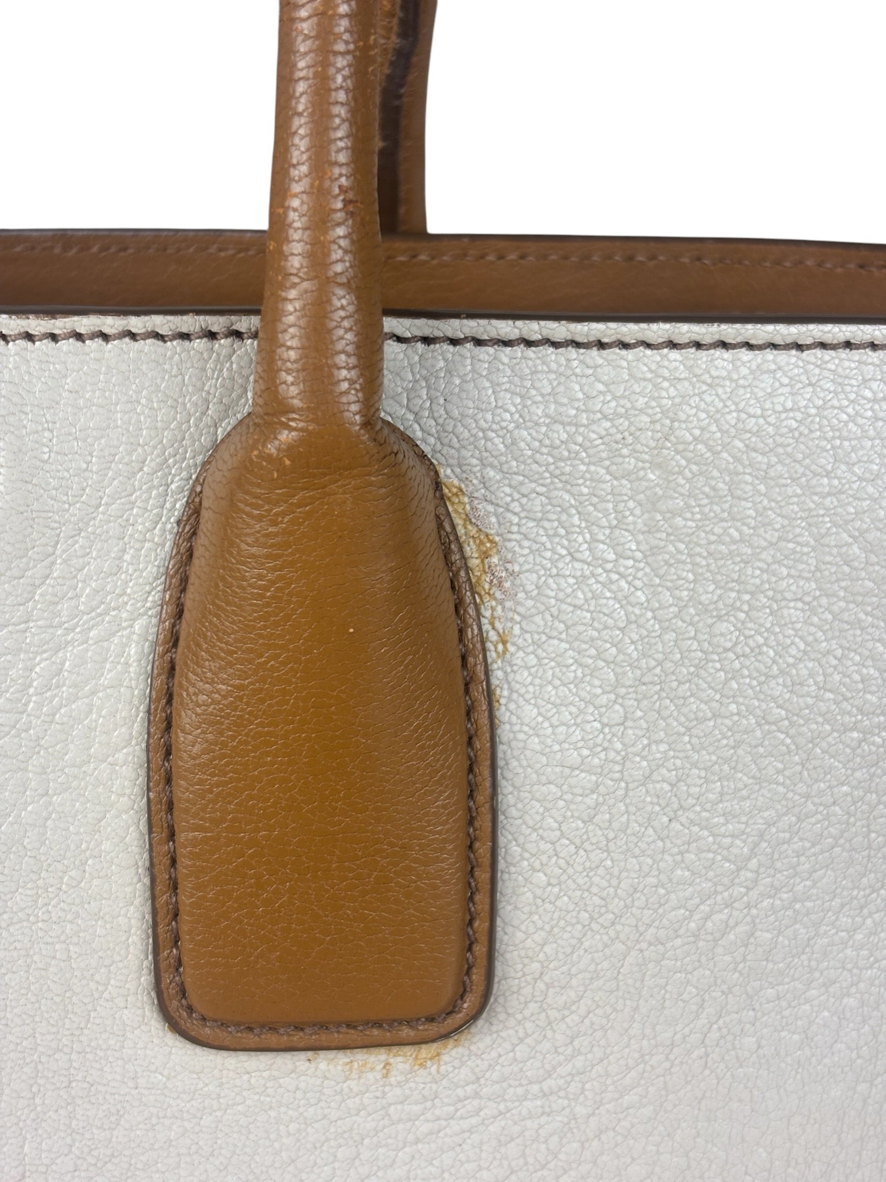 Miu Miu Beige/Brown Bicolor Leather Madras Handbag