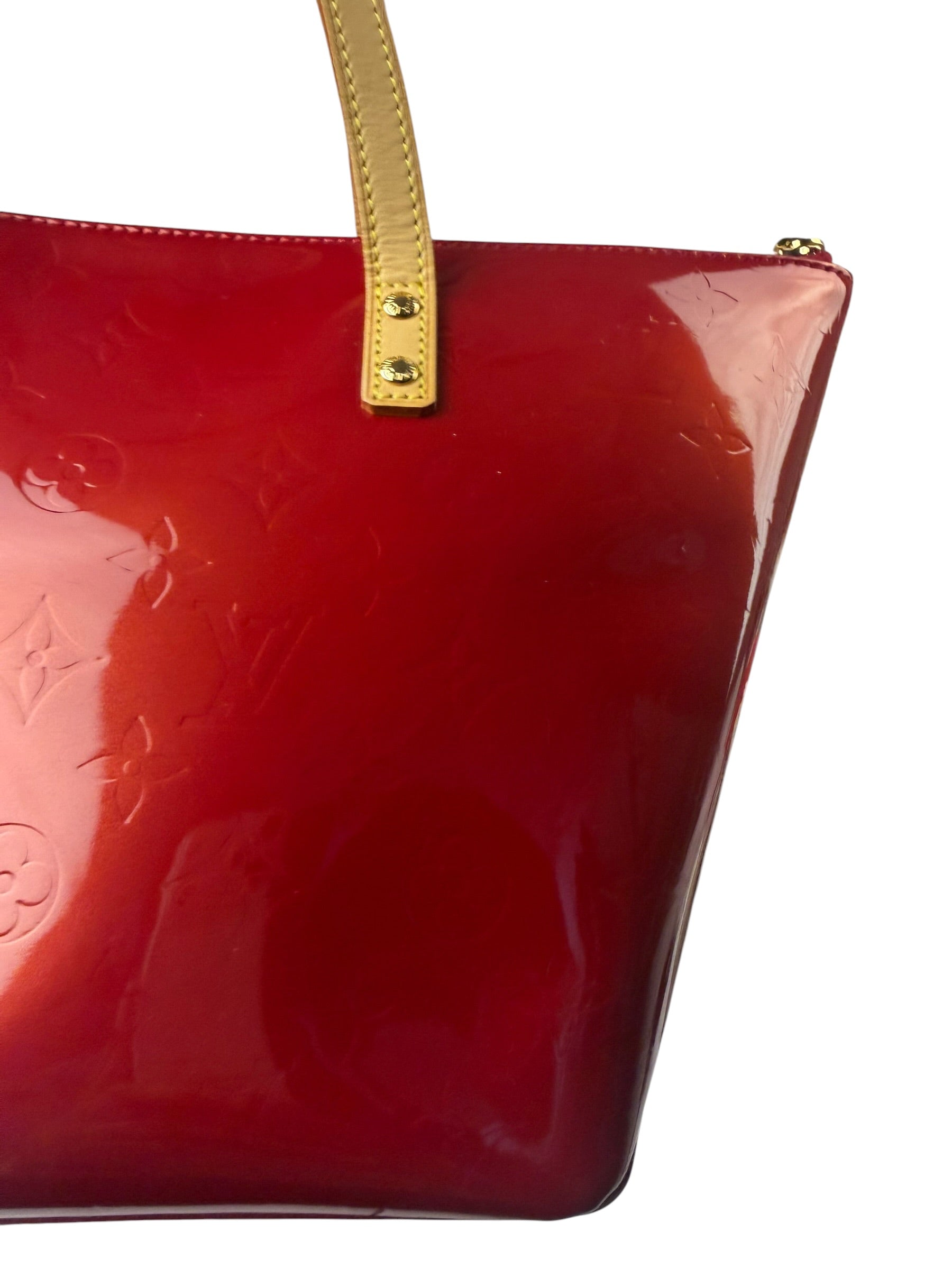 Louis Vuitton Red Monogram Vernis Bellevue Handbag PM