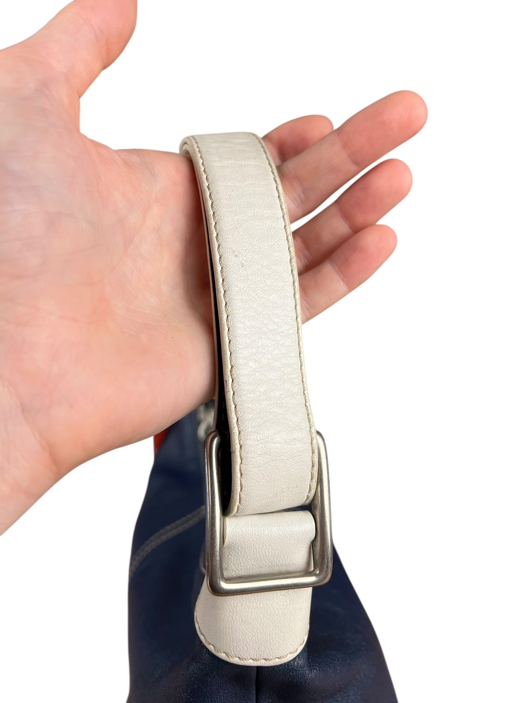 Coach Leather Shoulder Bag Navy/White