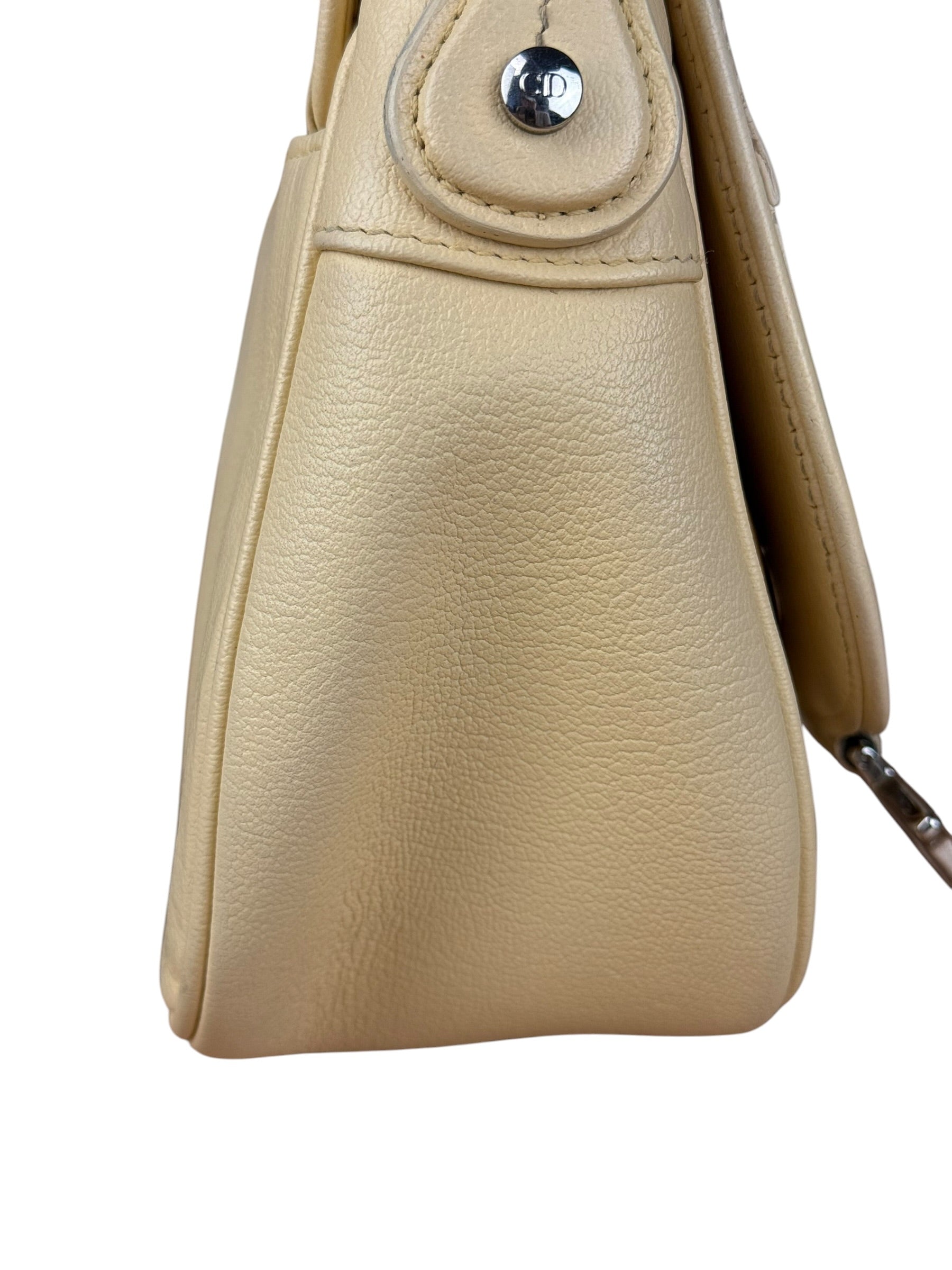 Christian Dior Vintage Beige Leather Stitch Saddlebag