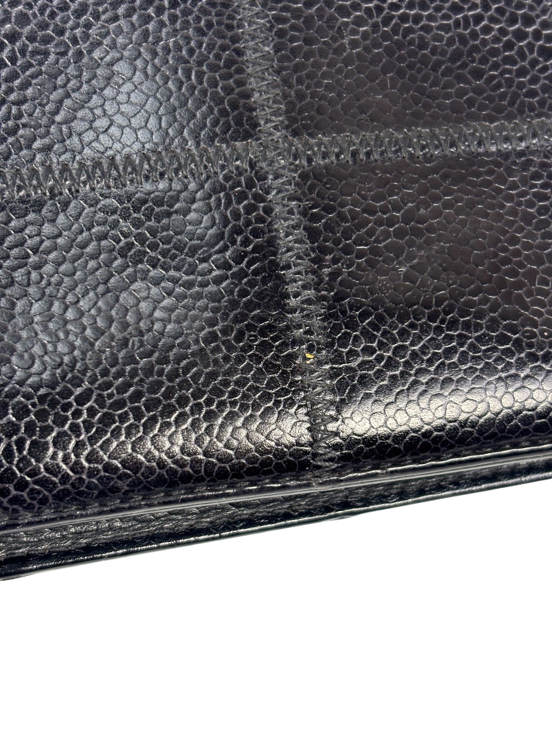 Chanel Black Caviar Chocolate Bar Bi-Fold Long Wallet 2005