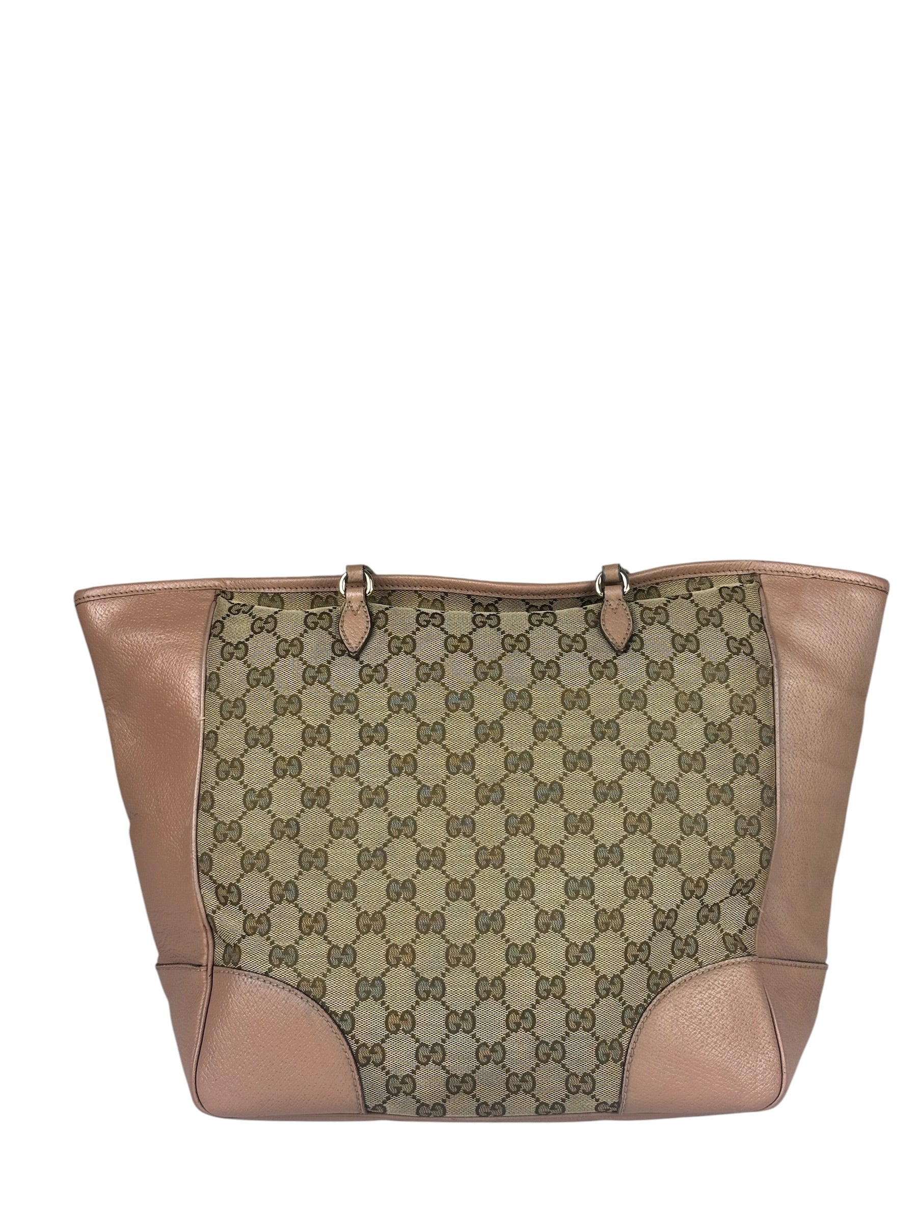 Gucci Beige/Pink Leather Trim Bree Shoulder Bag