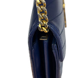 YSL Navy Blue Chevron Leather Cassandre Envelope Wallet On Chain