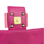 Fendi Pink Leather Logo Embossed Baguette