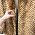 Vintage Light Brown Chevron Mink Fur Coat
