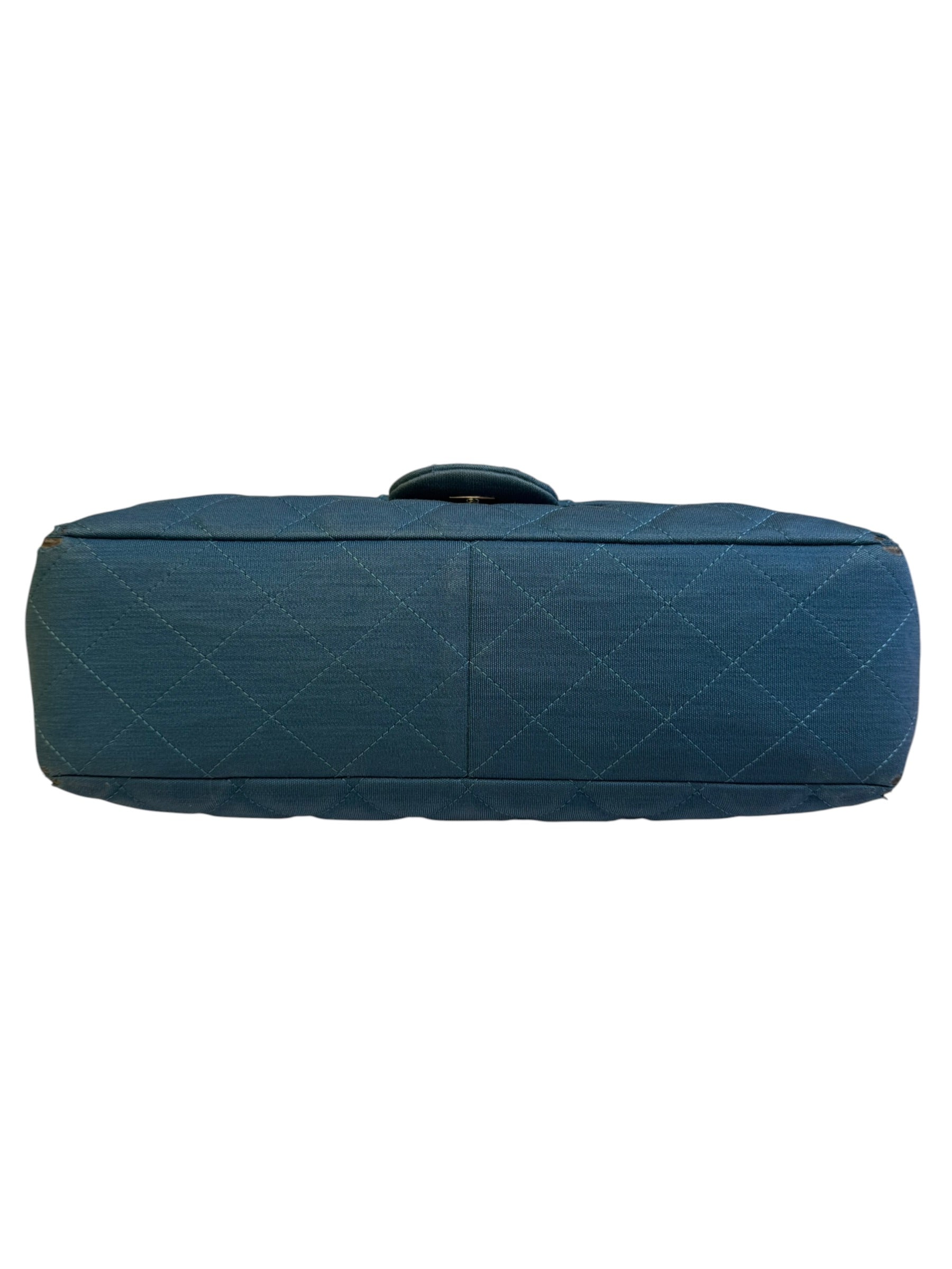 Chanel Teal Blue Jersey Large Flap Bag 2009