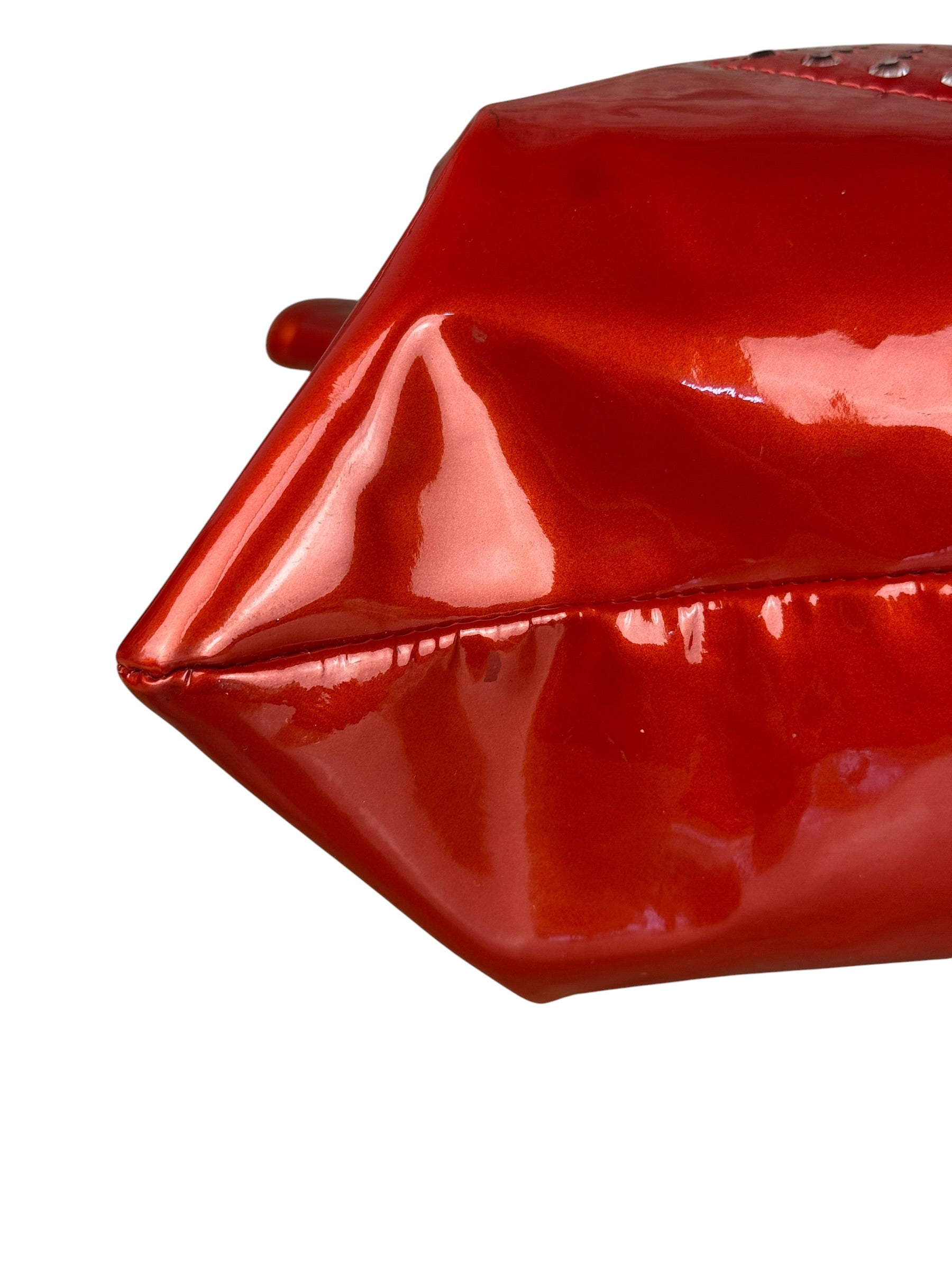 Chanel Red Patent CC Crystal Bon Bon Chain Tote