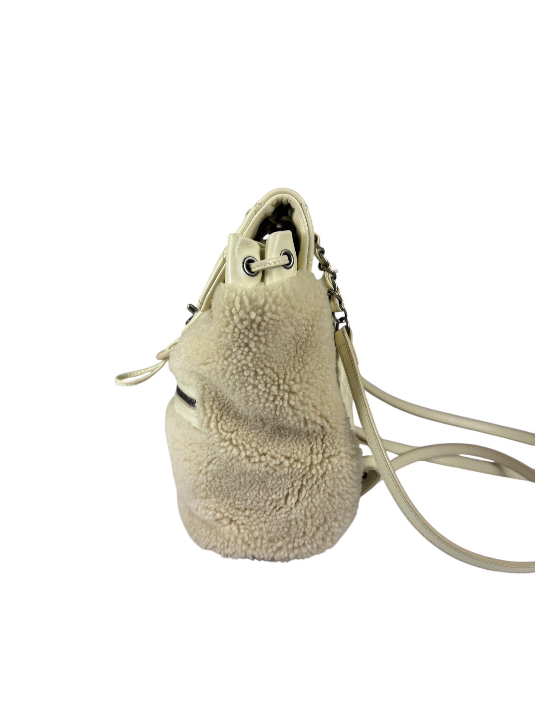 Chanel Cream Quilted Shearling Mountain Paris-Salzburg Small Backpack 2015