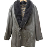 Vintage Grey Fur Lined Leather Blazer Coat