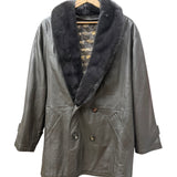 Vintage Grey Fur Lined Leather Blazer Coat