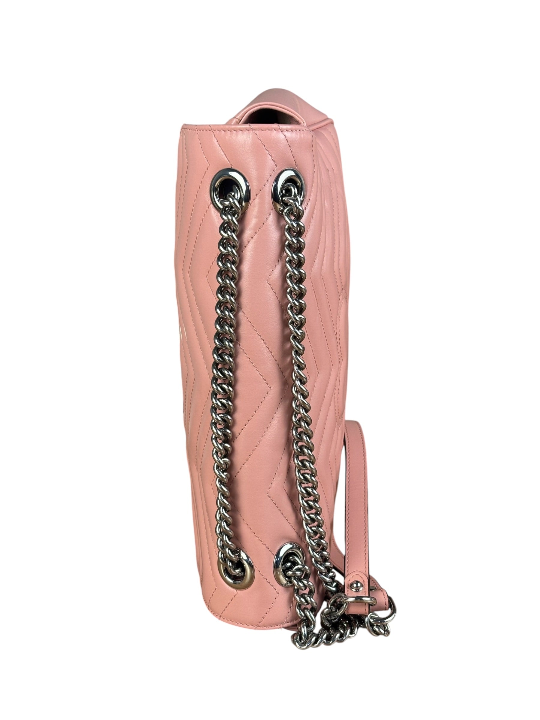 Gucci Pink Leather GG Marmont Shoulder Bag